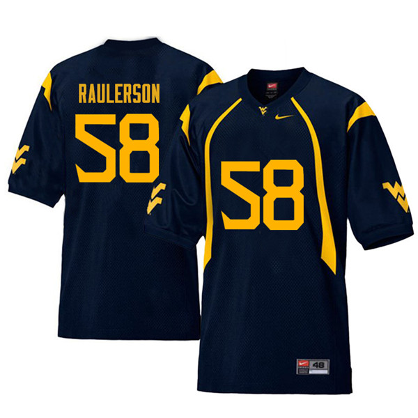 Men #58 Ray Raulerson West Virginia Mountaineers Retro College Football Jerseys Sale-Navy